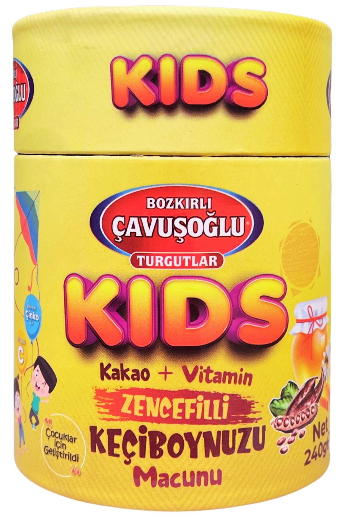 Kids Çocuklar için Özel - Zencefilli, Pekmez, Bal Ve Vitamin Katkılı Kakaolu Macun 240g